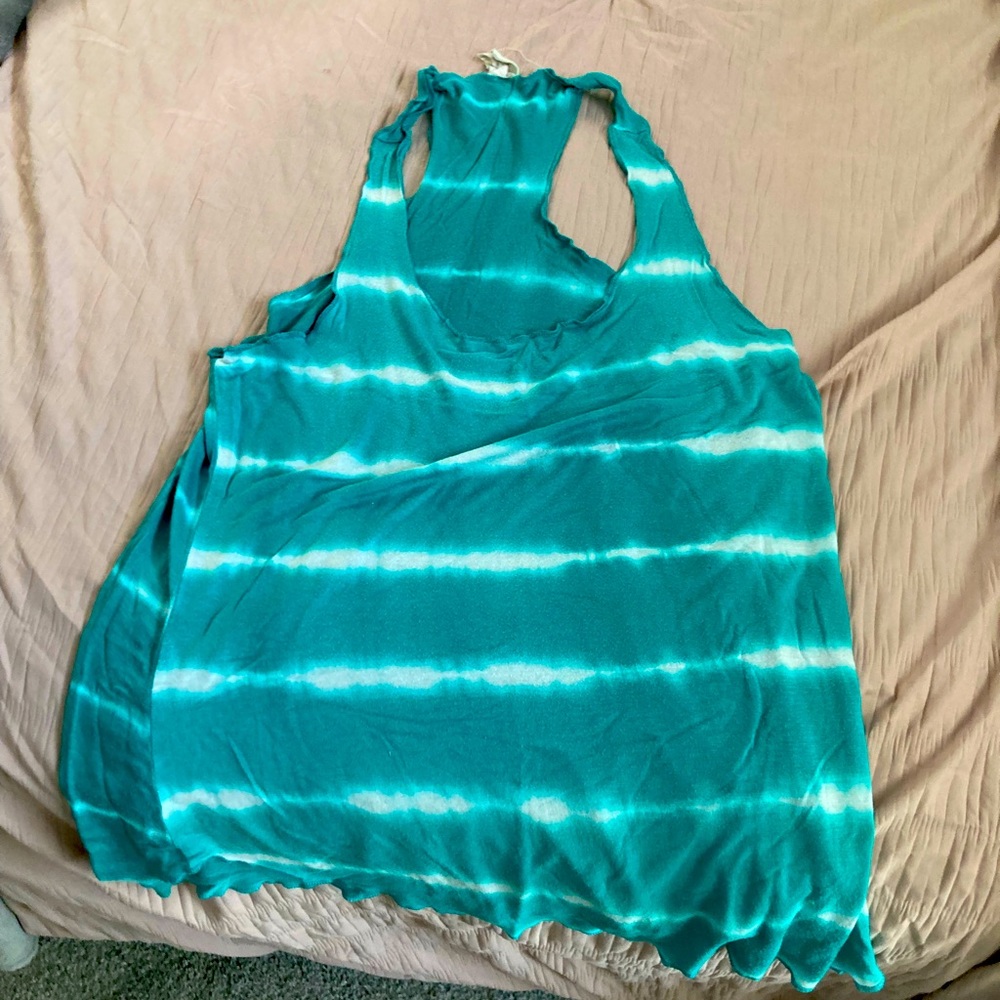 Blue and white tank top worn four times
